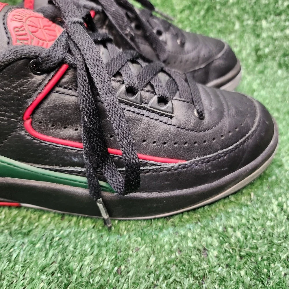 Nike Youth Size 4Y Air Jordan 2 Retro Low Black Fire Red Shoes FJ6869-006